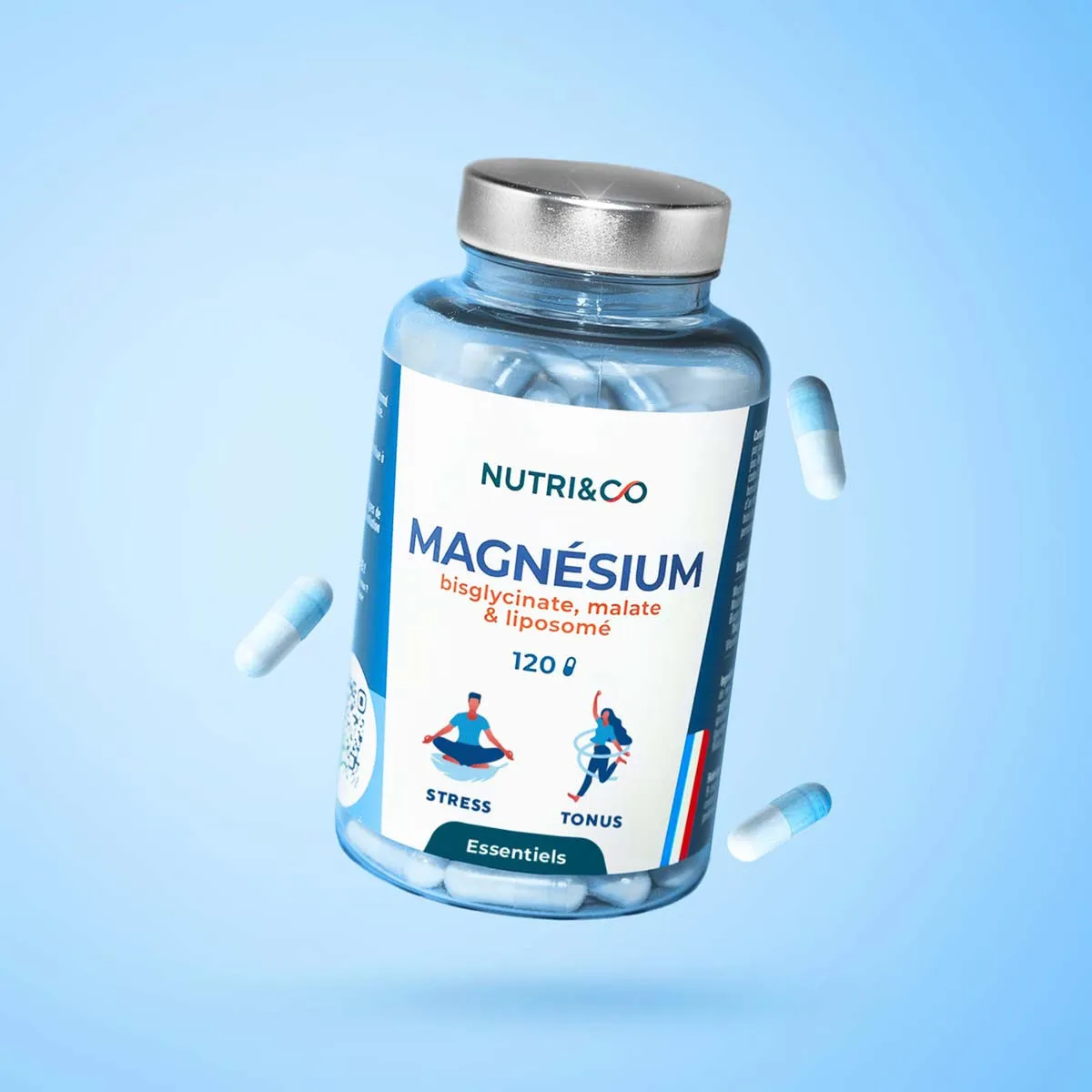 Flacon Probiotiques Nutri&Co 9 souches avec prébiotiques Lynside et gélules végétales EMBO CAPS AP